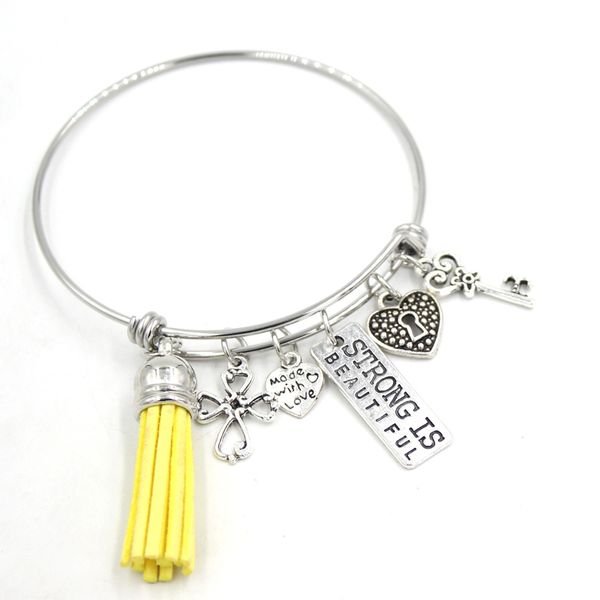 

new arrival wholesale cross bracelets inspiration strong is beautiful charms bracelets stainless steel bangles for women gift, Golden;silver