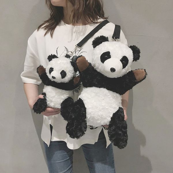 

cute plush bag pack winter new plush toy stuffed doll cartoon animal panda crossbody bags children women shoulder messenger bag