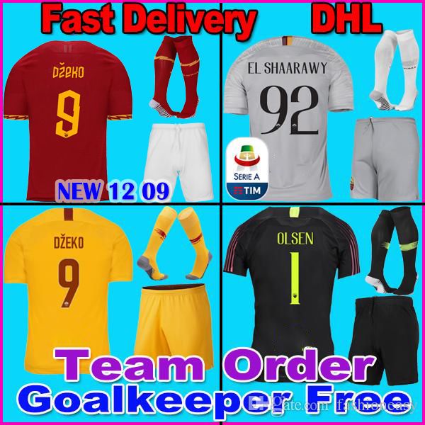 

19 20 a roma occer jer ey kit totti de ro i home away dzeko el haarawy 2019 2020 roma football occer jer ey et
