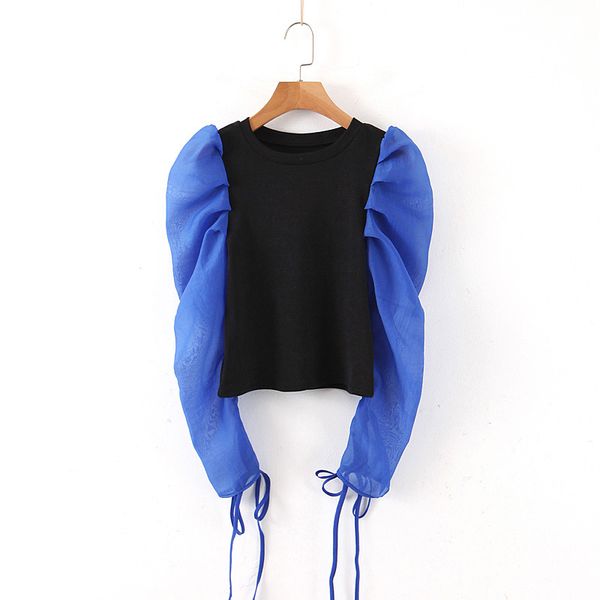 

women knitted blouse pleated long sleeve o neck stretchy shirt vintage casual blusas, White