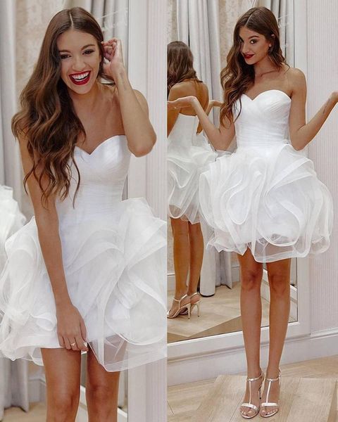 

2020 romantic tulle a line short prom dress ruffles sweetheart pleat backless mini girls backless short homecoming dresses, Black