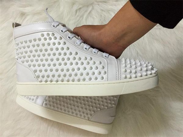 

wholesale 2018 red bottoms spikes high lace up red bottom fashion sneakers ,brand comfortable studded spikes casual shoes, Black