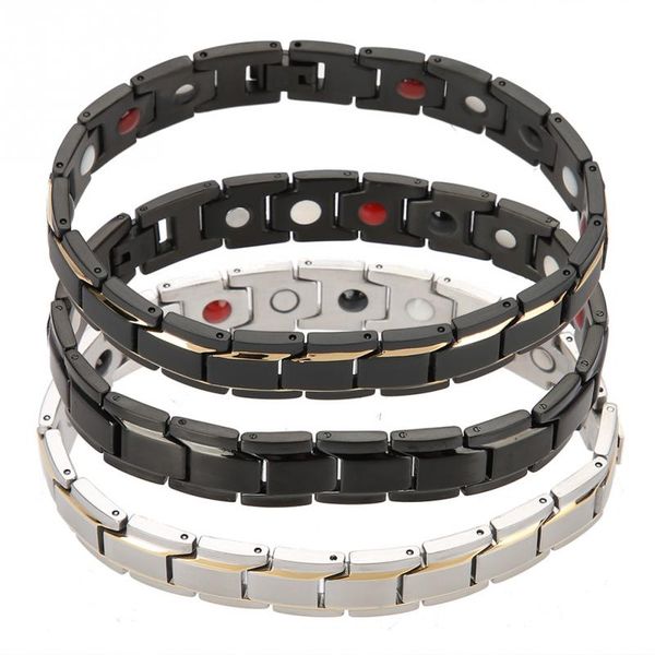 

4 styles men titanium steel germanium magnetic bracelet adjustable magnet health bracelets for women man, Golden;silver