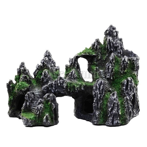 

mr.tank artificial rockery aquarium ornament for fish tank resin cave bridge mountain view landcape aquarium decorations