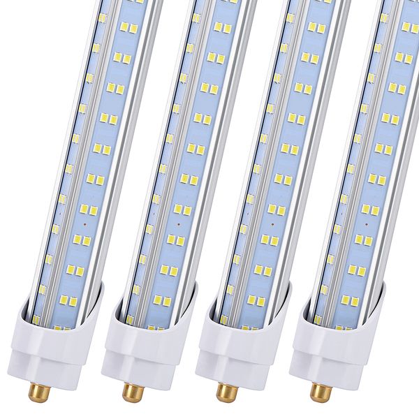 

20pcs 8ft led tube light, 120w 6000k clear cover,single pin fa8 base,double side 4 rows v-shaped,t8 t10 t12 led fluorescent bulbs