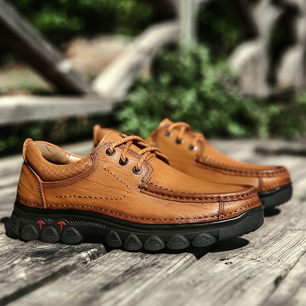 

new brand men hiking shoes comfortable first layer cowhide leather outdoor non-slip sneakers men breathable hiking sports boots