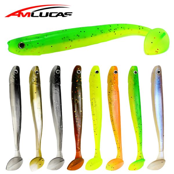 

amlucas 4pcs worm soft lure artificial fishing lures carp fish artificial 100mm 4.7g jig swim shad minnow fishing tackle we335