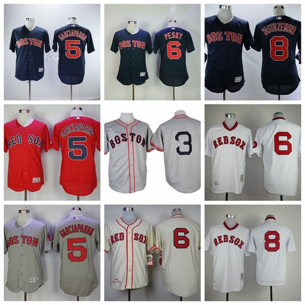 

1946 retire pullover baseball 3 jimmie foxx jersey vintage 5 nomar garciaparra 6 johnny pesky 8 carl yastrzemski team flexbase cool base, Blue;black