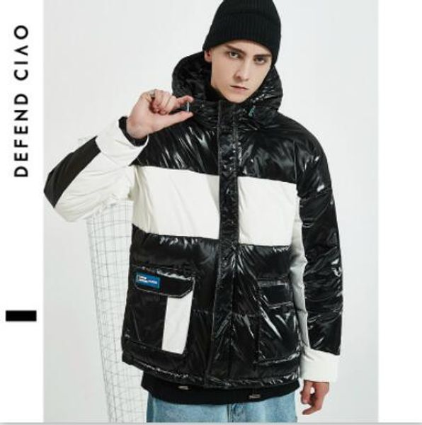 

mens designer parkas down coats luxury color matching thick jacket winter windproof jackets outdoorwear womens hooded coat clothing, Black