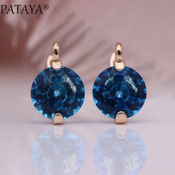

fashion- promotion new gradient blue dangle earrings 585 rose gold natural zircon round earrings women simple fashion jewelry, Silver
