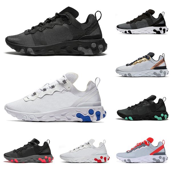 

new arrival react element 55 men women running shoes triple black white green orange royal red mens trainers sports sneakers