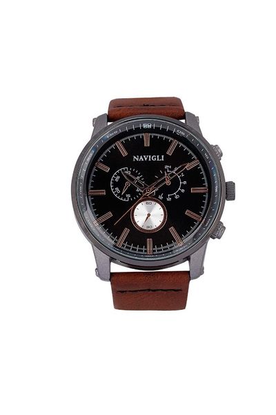 

navigli male clock 717606, Slivery;brown