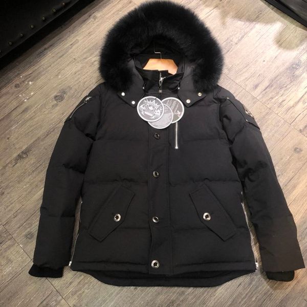 

collar clothes fur mens detachable hat long sleeve zipper jackets mens coat outwear coats parka jacket 8-31 a, Black