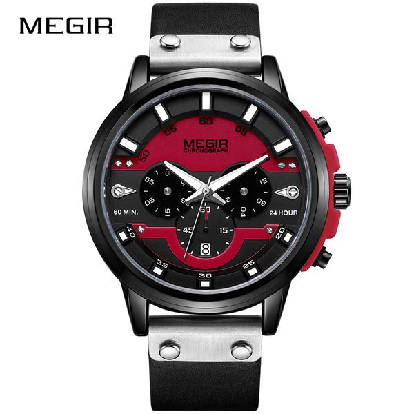 

megir watch men waterproof sports watches quartz wristwatches hour male clock erkek kol saati relogio masculino, Slivery;brown