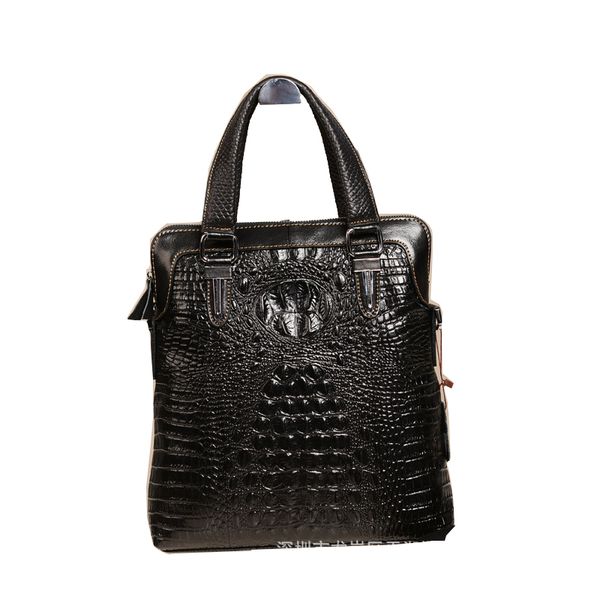 

genuine leather men business casual briefcase crocodile pattern tote handbag fashion cowhide shoulder messenger bag real leather