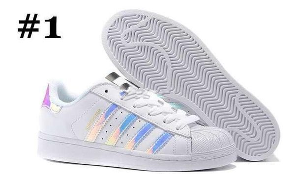 

New Top Quality Superstar White Hologram Iridescent Junior Superstars 80s Pride Super Star Women Men Casual Shoes 36-44