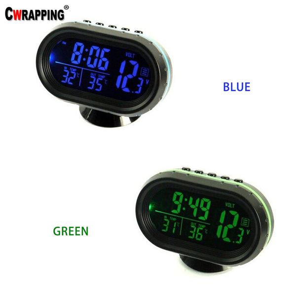 

automobile led digital electronic clock car ornament dashboard time temperature voltage voltmeter sensor gauge car styling