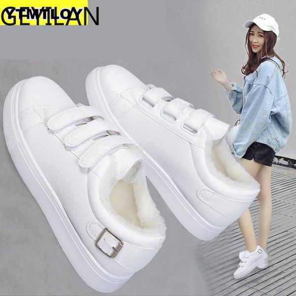 

winter shoes female new women's sneaker boots snow plus velvet cotton thick-soled warm ankle boots botas mujer leather, Black