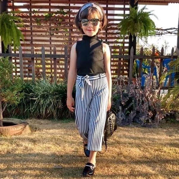 

summer children's sets toddler kids baby girls sleeveless rib stripe pants waistband loose casual outfits clothes sets, White