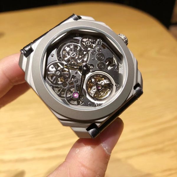 

relogio masculino watches skeleton tourbillon mens watch automatic gift hour leather mechanical watch men business hneeo, Slivery;brown