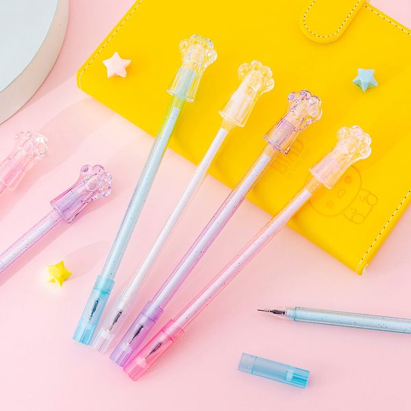 

36 pcs/lot crystal cat claw gel pen cute 0.38 mm black ink signature pen office school writing supplies stationery gift