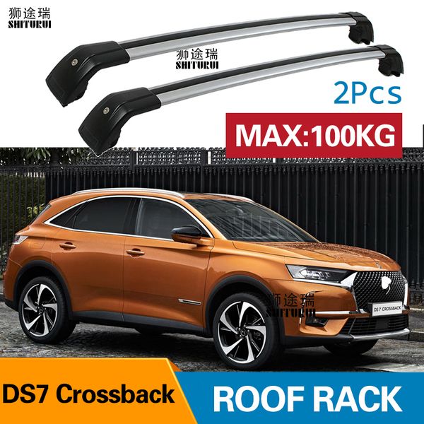 

2pcs roof bars for citroen ds7 crossback 2018+ 2019+ aluminum alloy side bars cross rails roof rack luggage suv