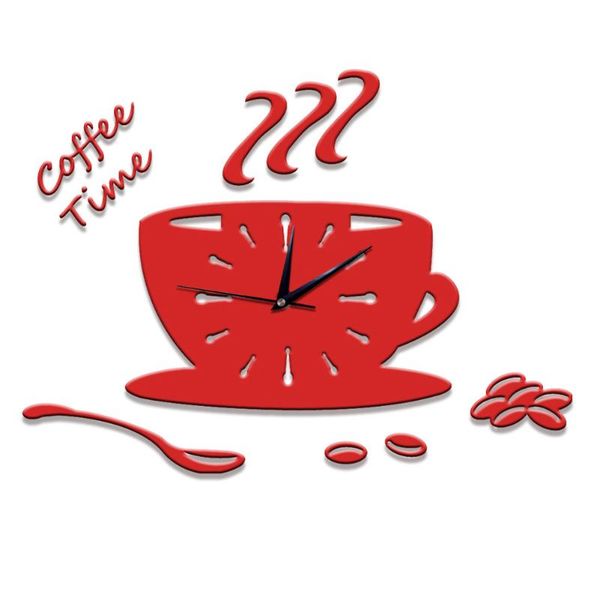 

wall clock decorative coffee cup digital hanging clock diy bedroom unique acrylic mirror living room eco-friendly wall mounted