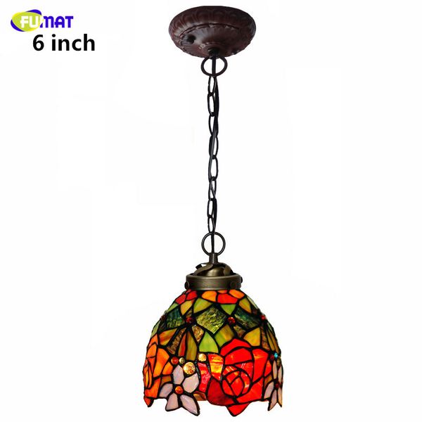 Fumat Stained Glass Pendant Lamp Rose Shade Light For Living Room Dining Creative Deco Led Lights Lighting