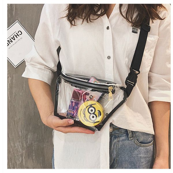 

summer transparent waist bag clear pvc fanny packs young girls waterproof travel chest bag plastic casual bum 030206