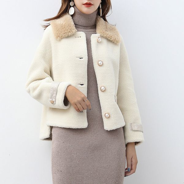 

ewq] 2019 осень зима новые продукты толстые теплые женщины пальто корея стиль particles бархат замша мех один плюс размер пальто шерсти ql4, Black