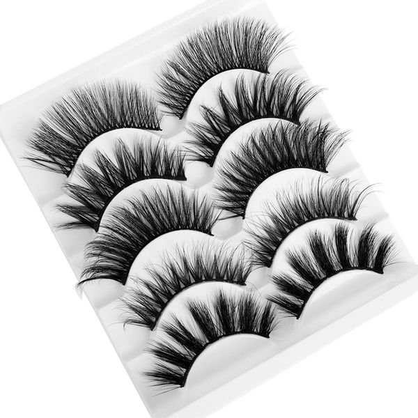 

5pairs mixed styles false eyelashes 3d mink hair wispy full volume natrual lashes feathery flared variety pack lashes