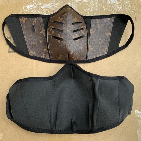 

1 piece // 17 colors pu leather face mask designer facemasks reusable washable brand masks party cycling mouth cover mask sunblock d42007, Blue