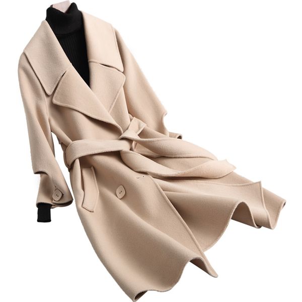 

women winter coat for autumn new 90% woolen coat female bouble-sidedgp wool jacket large size woolen outerwear, Black