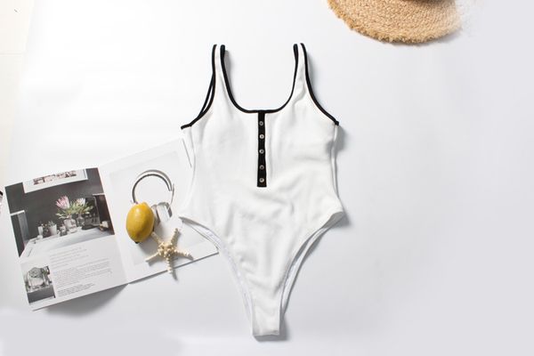

2019 luxury designer black white swimwear swimsuit backless triangle bikinis one piece swimwear for women beach swim wear bathing suits