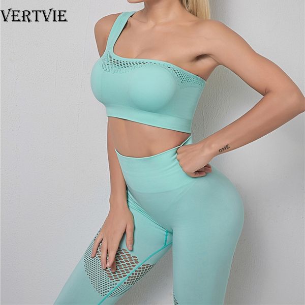 

yoga outfits 2 piece seamless set sport suit women workout gym sportswear one shoulder sleeveless crop hollow out pant, White;red