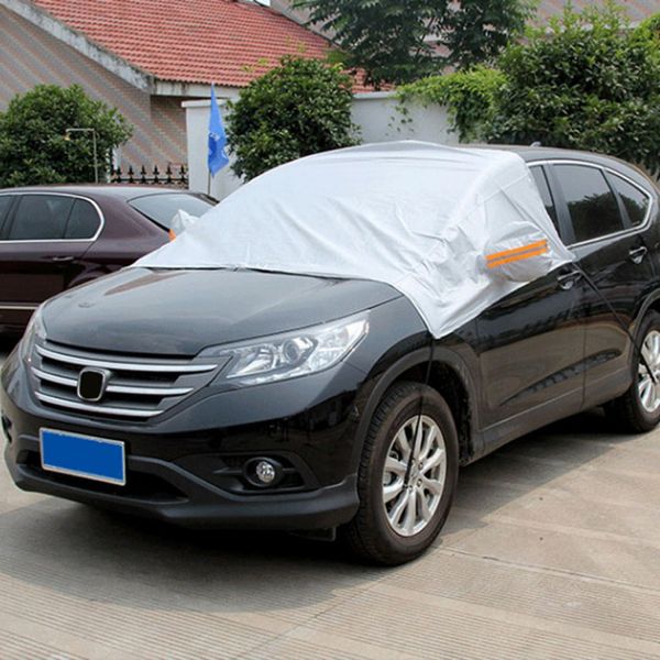 

car plus cotton snow block with reflective strip car half cover anti-frost