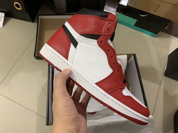 

wholesale 2019 new og chicago red white i 1s men women high basketball shoes outdoor trainers size 7-13