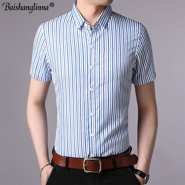 

baishanglinna с коротким рукавом мужская одежда 2019 лето мужские рубашки повседневная slim fit хлопок мужчины бизнес рубашка s-4xl, White;black