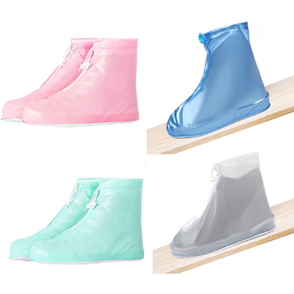 

rain boot shoe covers reusable waterproof travel snow slip overshoes shoes covers thicker non-slip platform rain boots, White;pink