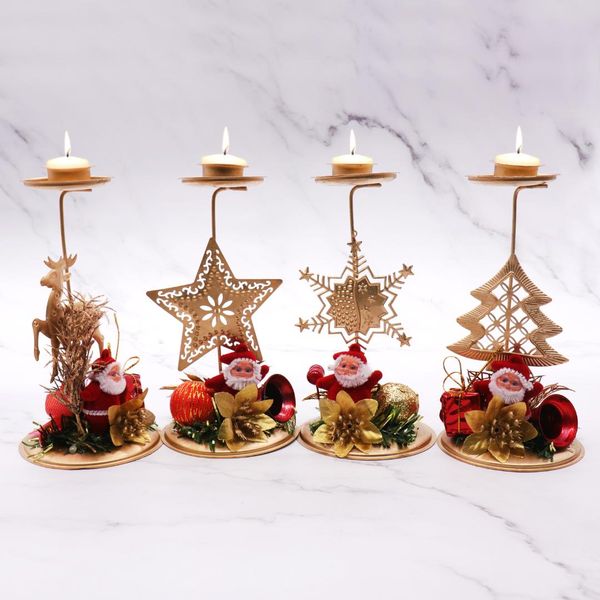

christmas iron candlestick ornament christmas candle snowflake five-pointed star tree deskdecoration background