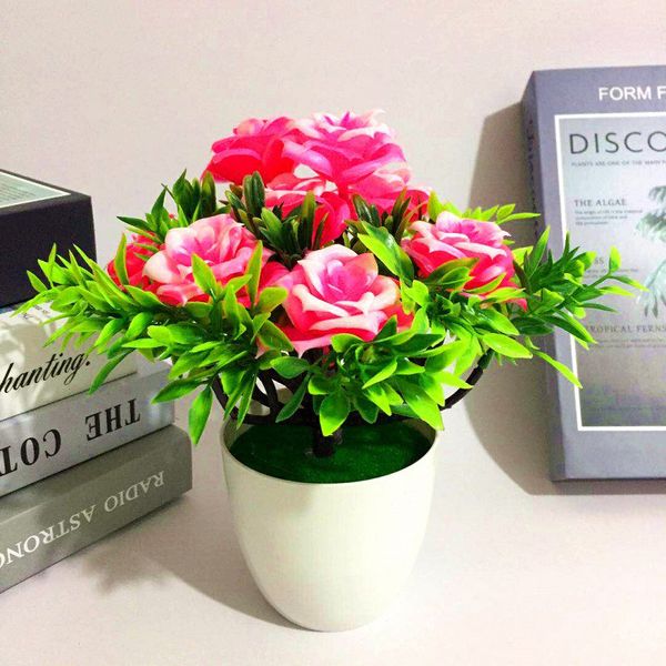 

10-roses simulation flower bonsai artificial potted plants decor gifts