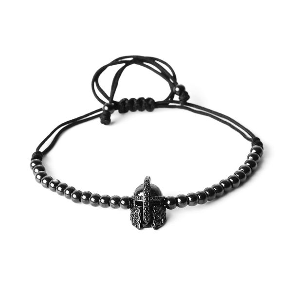 

beichong anil arjandas men macrame bracelets zircon beads roman spartan warrior gladiador helmet bracelet bangle, Golden;silver