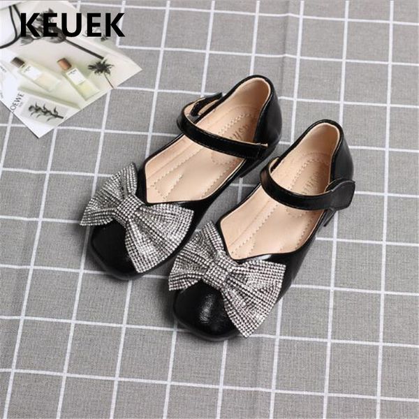 

new children shoes baby princess rhinestones bow party dance shoes girls patent leather comfortable flats toddler kids 018, Black;grey