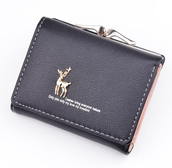 

2019 new arrival wallet short women wallets zipper purse wallets trendy coin purse card holder leather carteras mujer hot, Red;black