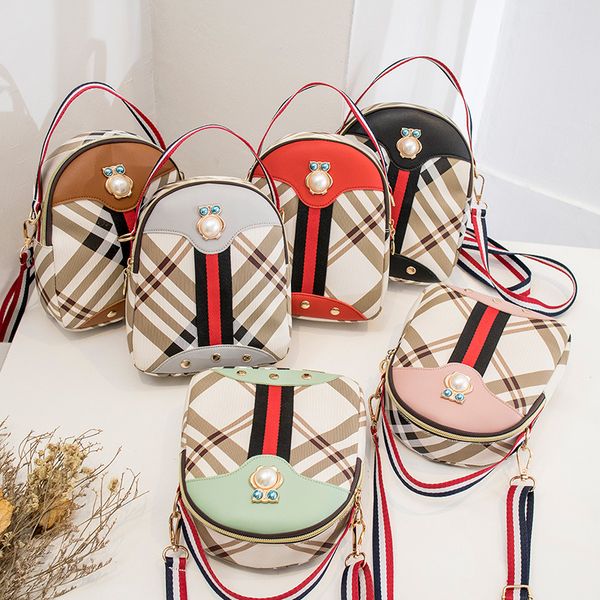 

рюкзак полосатый жемчужный маленький школьный мешок 2020 новая мода женщины многофункциональный плед сумка