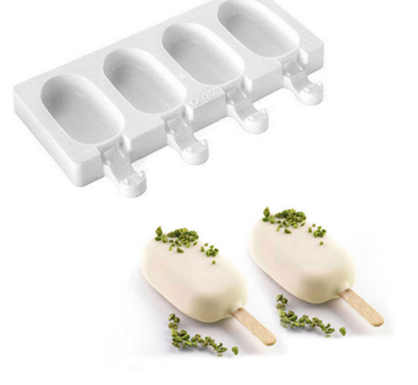 

новый дизайн 4 сотовой силиконового frozen ice cream pop popsicle mold ice maker палочка плесень tray пан кухня + 40 деревянные палочки