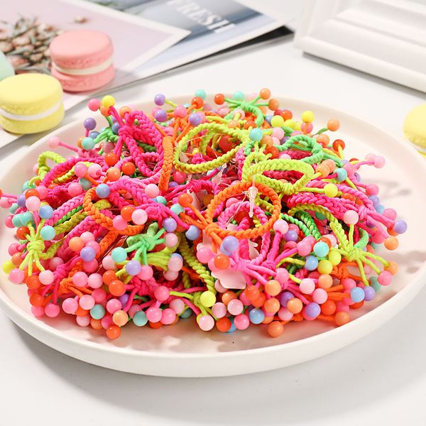 

hair accessories 10/20pcs/set girls cute colorful balls pearls elastic bands ponytail holder scrunchie tie gum fashion, Slivery;white