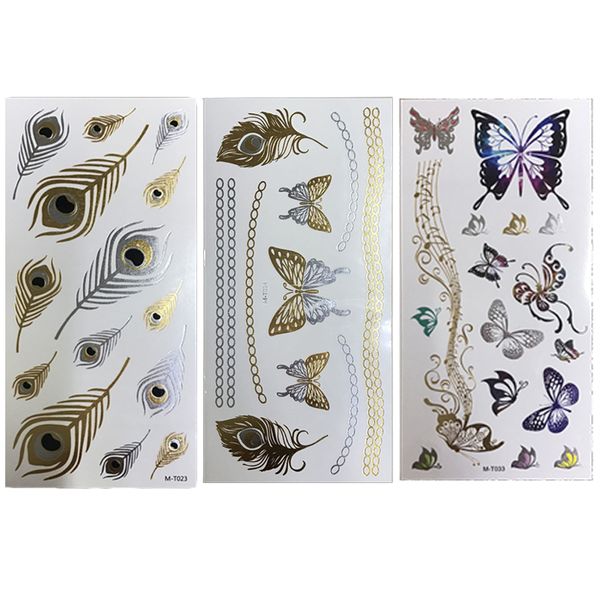 

waterproof bronzing tattoo stickers arm temporary fake tatto flower butterfly flash tattoos for men women