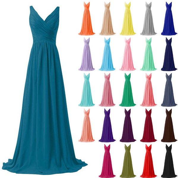 

romantic chiffon beach wedding guest dresses a-line v-neck bridesmaid dresses pleated sweep train black maid of honor dresses for fall, White;pink