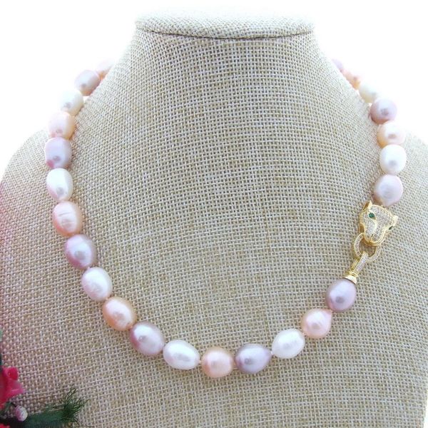 

natural new freshwater pearl 10-11mm multi color rice pearl necklace 18, Silver